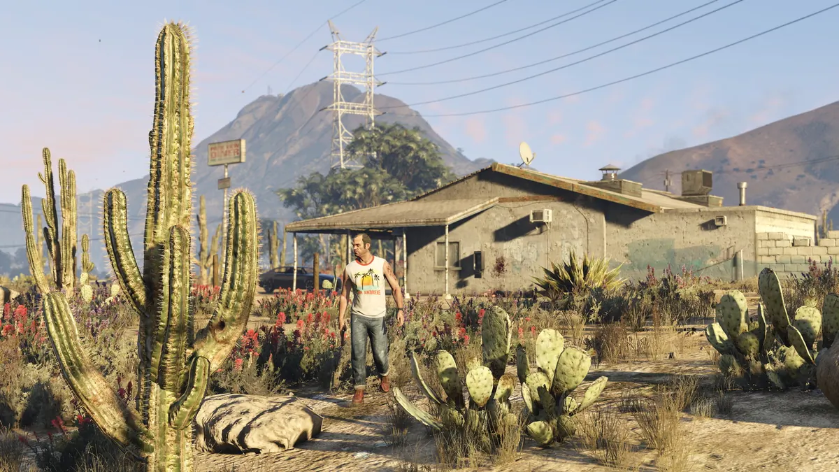 Desert house surrounded by cacti near Sandy Shores in GTA V